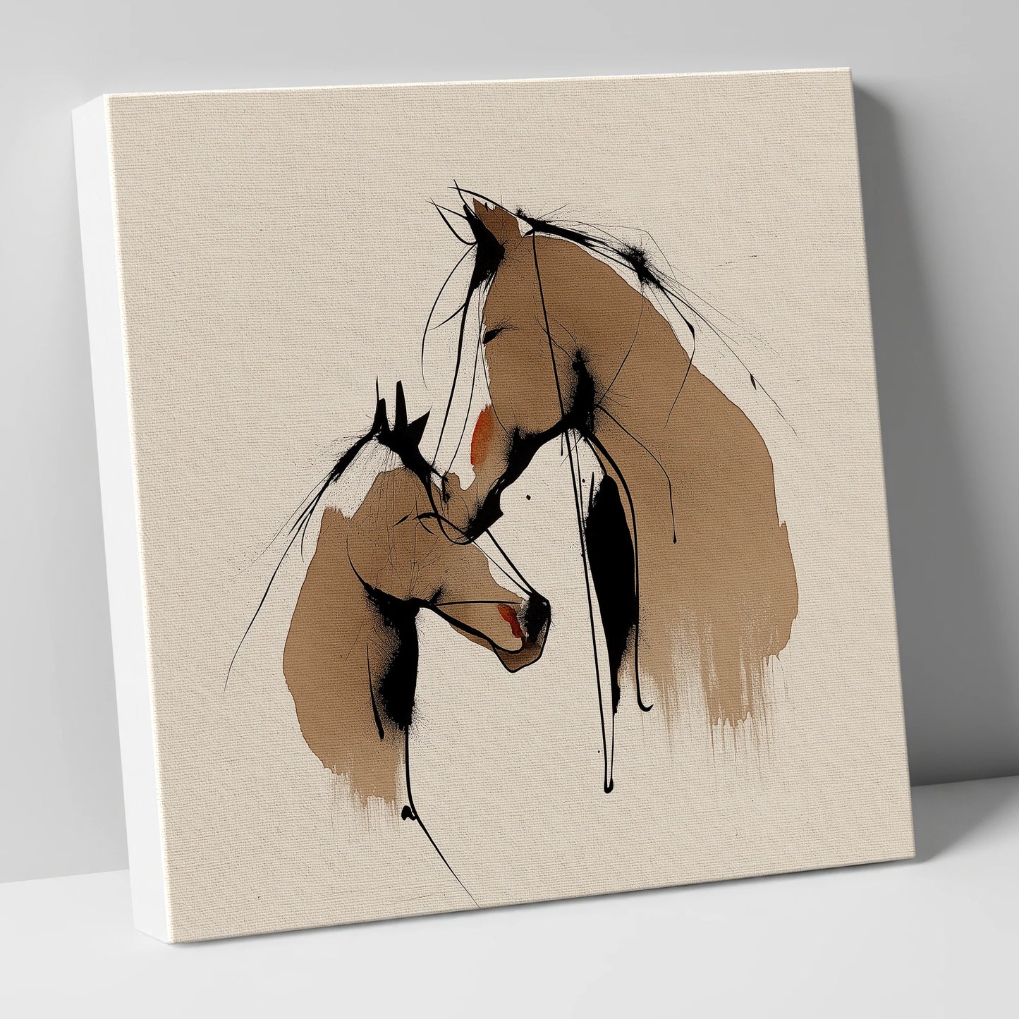 Tender Whispers mare & foal canvas wall art