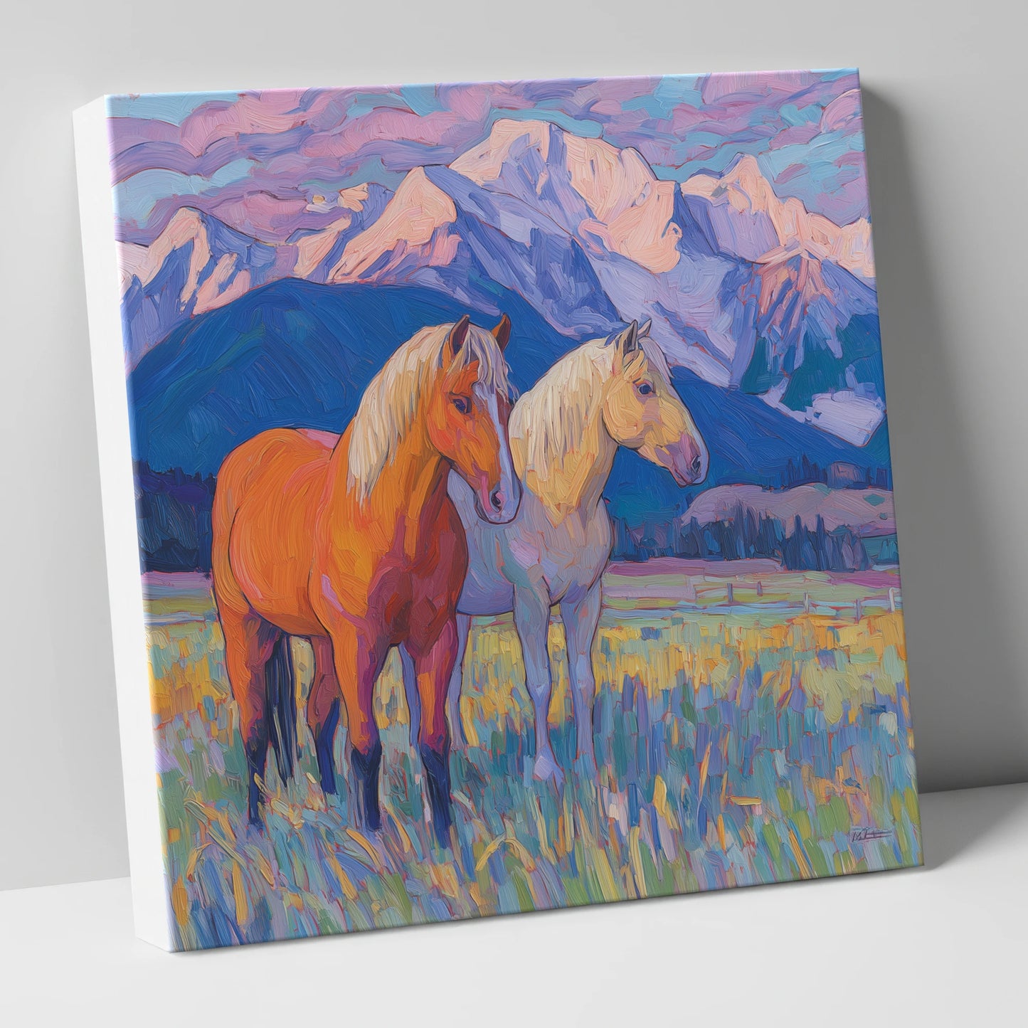 Painted Mountain Pasture horse landscape canvas wall art