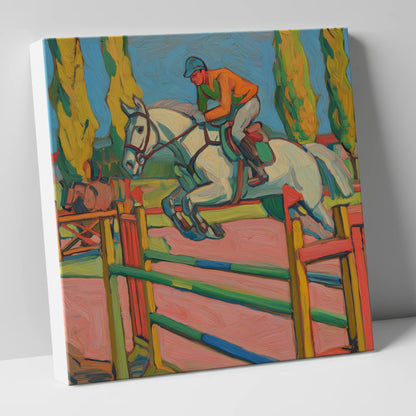 Vibrant Ascent show jumping horse canvas wall art