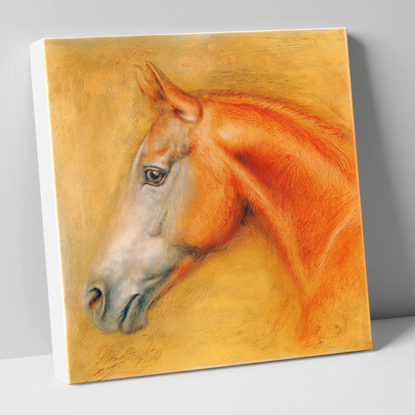 Radiant Chestnut Profile racing horse canvas wall art