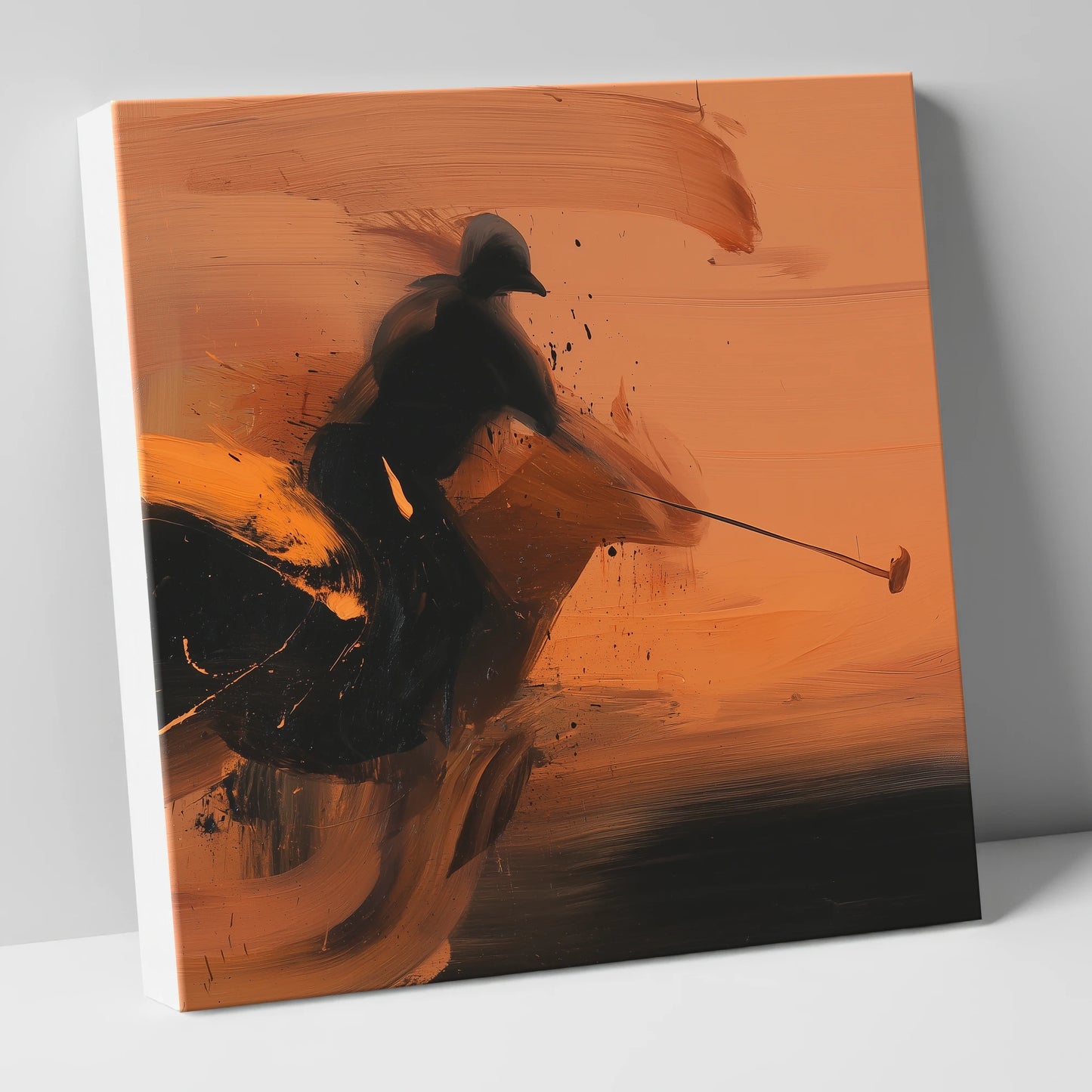 Strike in Amber polo horse canvas wall art