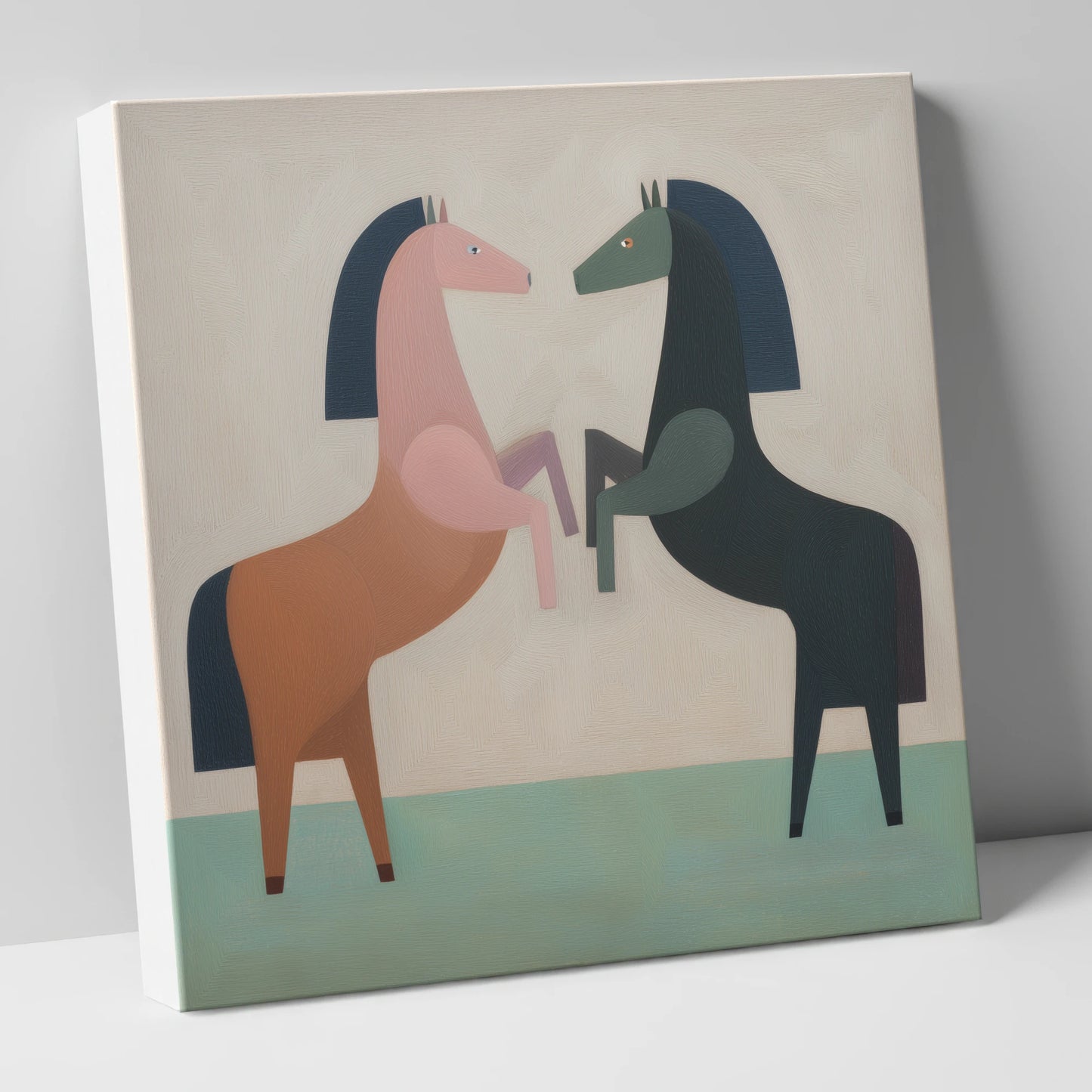 Symmetrical Equine Balance wild horses canvas wall art