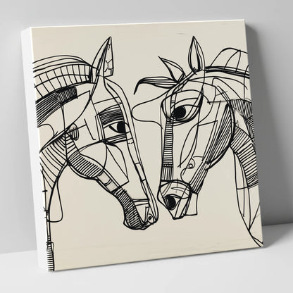 Linear Equine Connection horse portrait canvas wall art