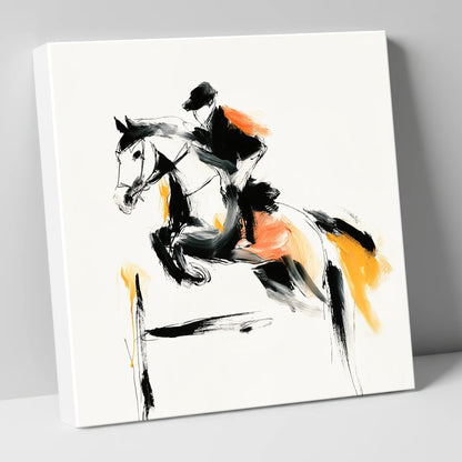 The Amber Leap show jumping horse canvas wall art