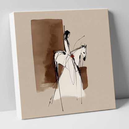 Sepia Rider Silhouette horse & rider canvas wall art
