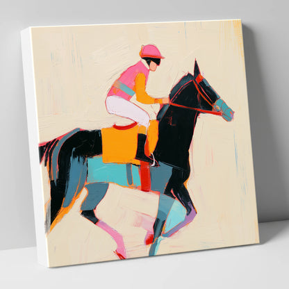 Vibrant Sprint racing horse canvas wall art