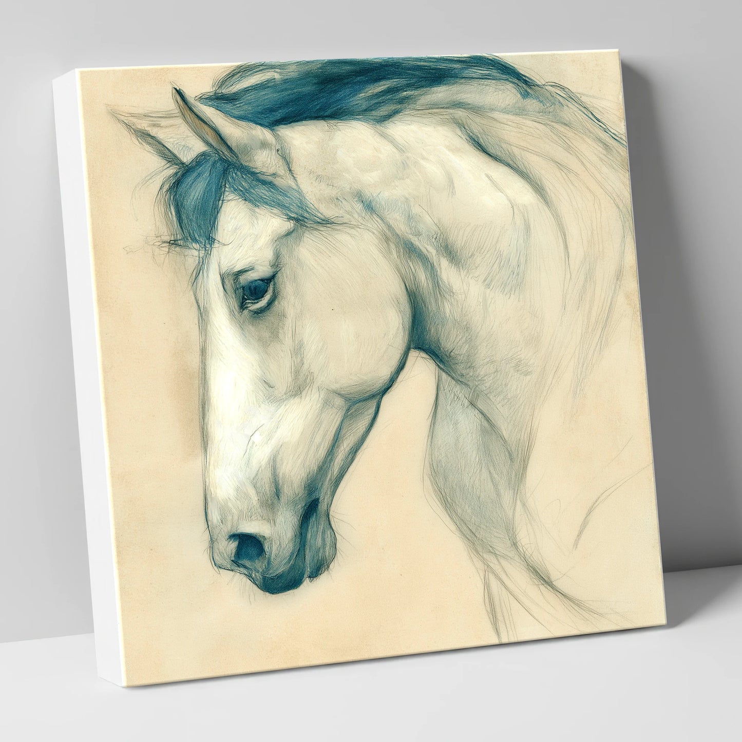 Quiet Grey Profile horse portrait canvas wall art