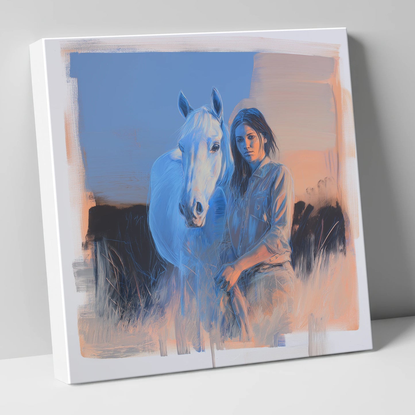 The Silent Connection horse & rider canvas wall art