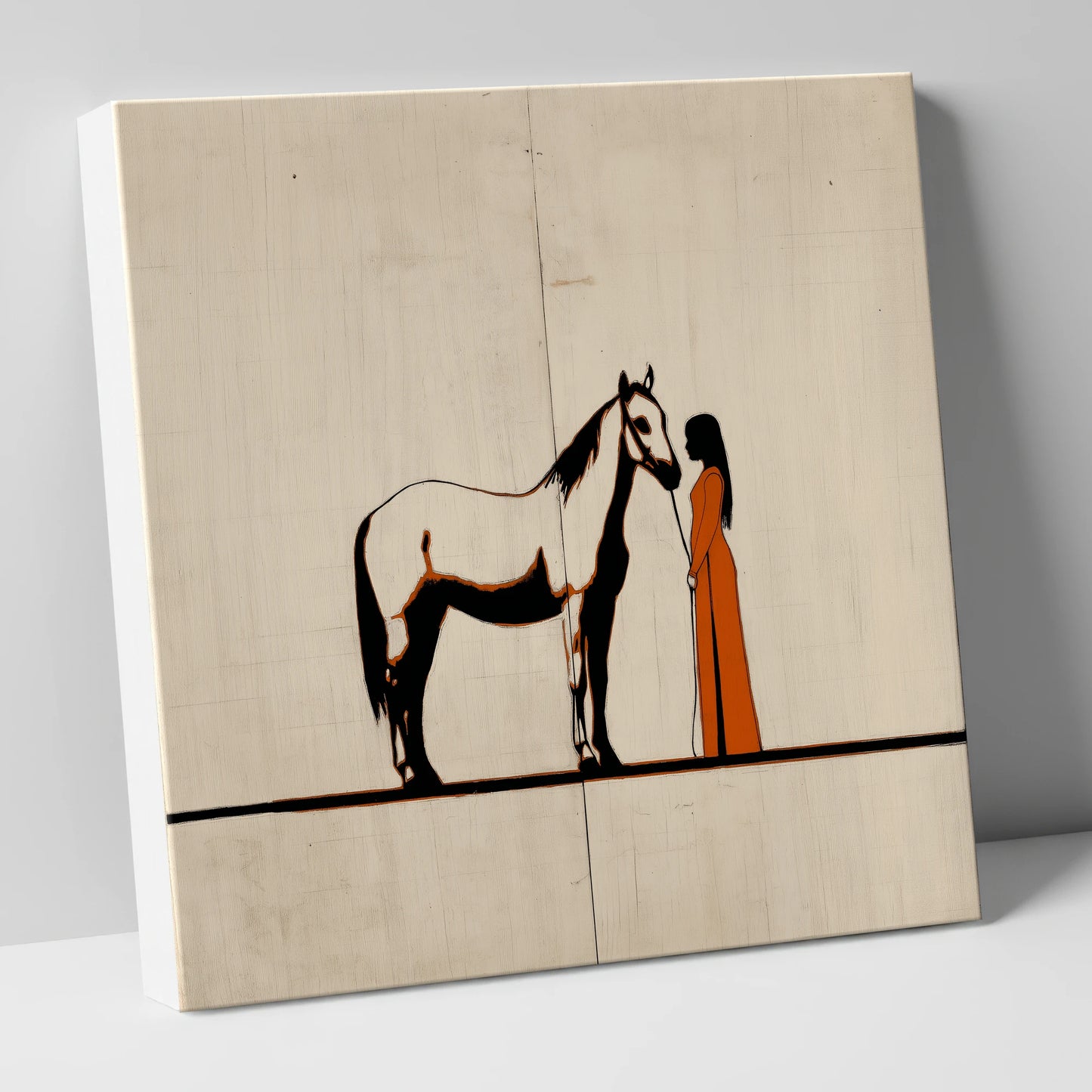 Quiet Connection horse & rider canvas wall art