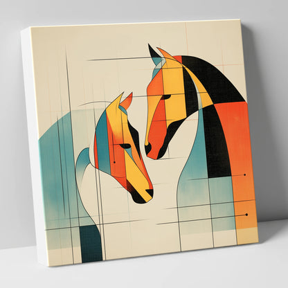 Geometric Equine Connection horse portrait canvas wall art