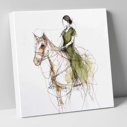Threads of Connection horse & rider canvas wall art