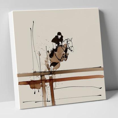 Fluidity of Flight show jumping horse canvas wall art