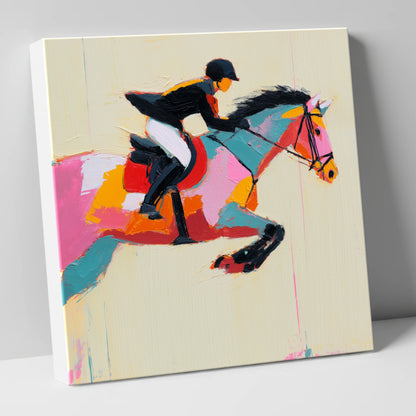 Vivid Showjumping Flight show jumping horse canvas wall art