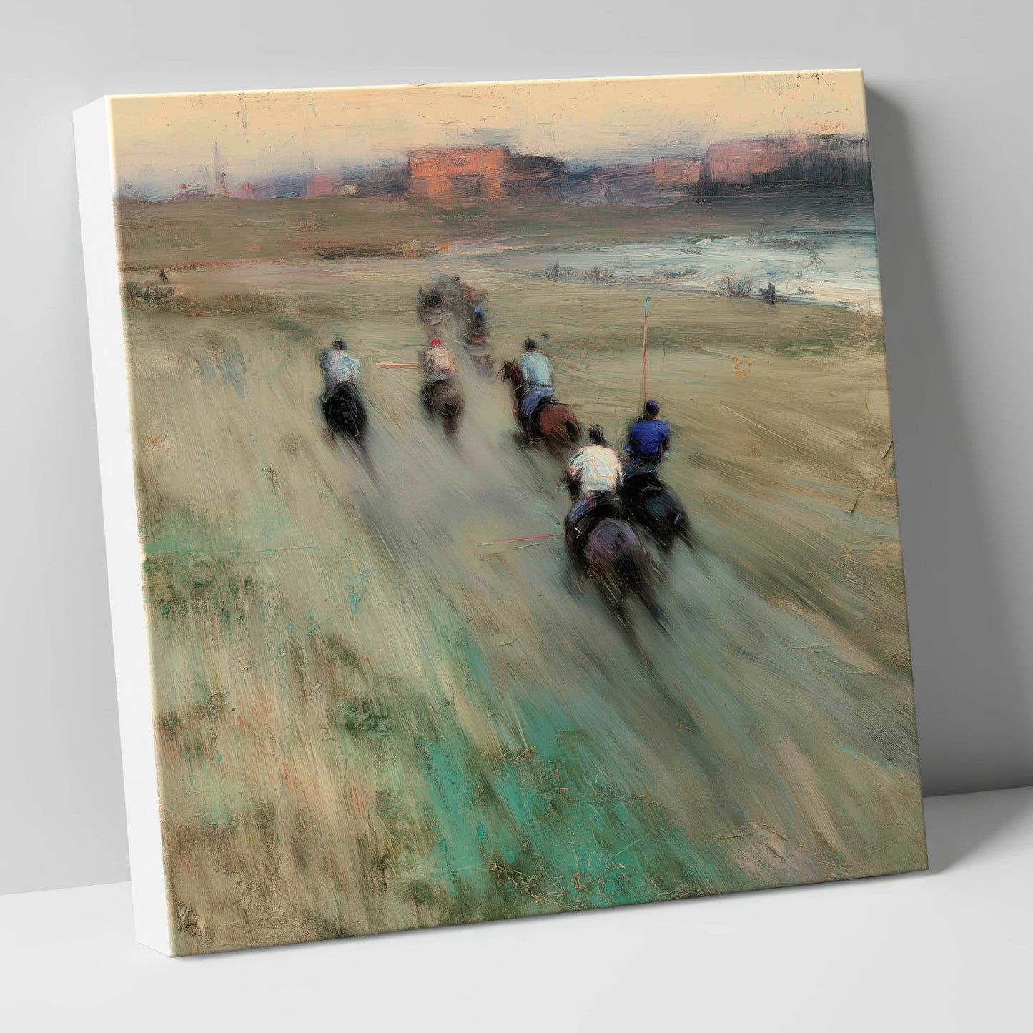 The Beach Chukka polo horse canvas wall art