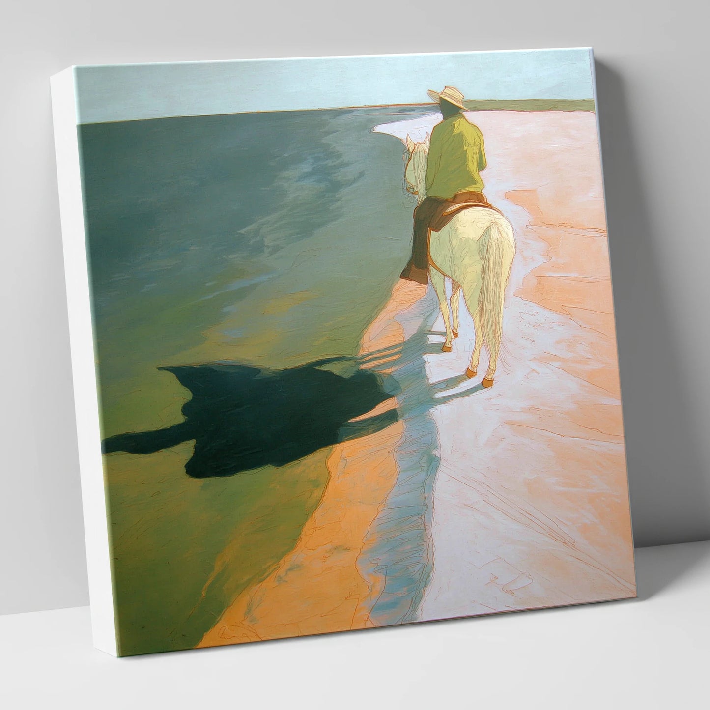 Tide Line Shadows beach horse canvas wall art