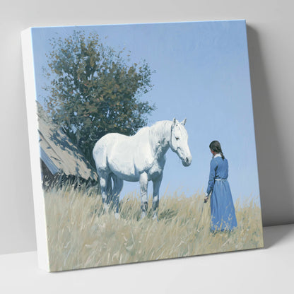 Quiet Companionship horse & rider canvas wall art