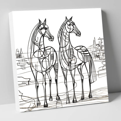 Architectural Equine Duo horse landscape canvas wall art