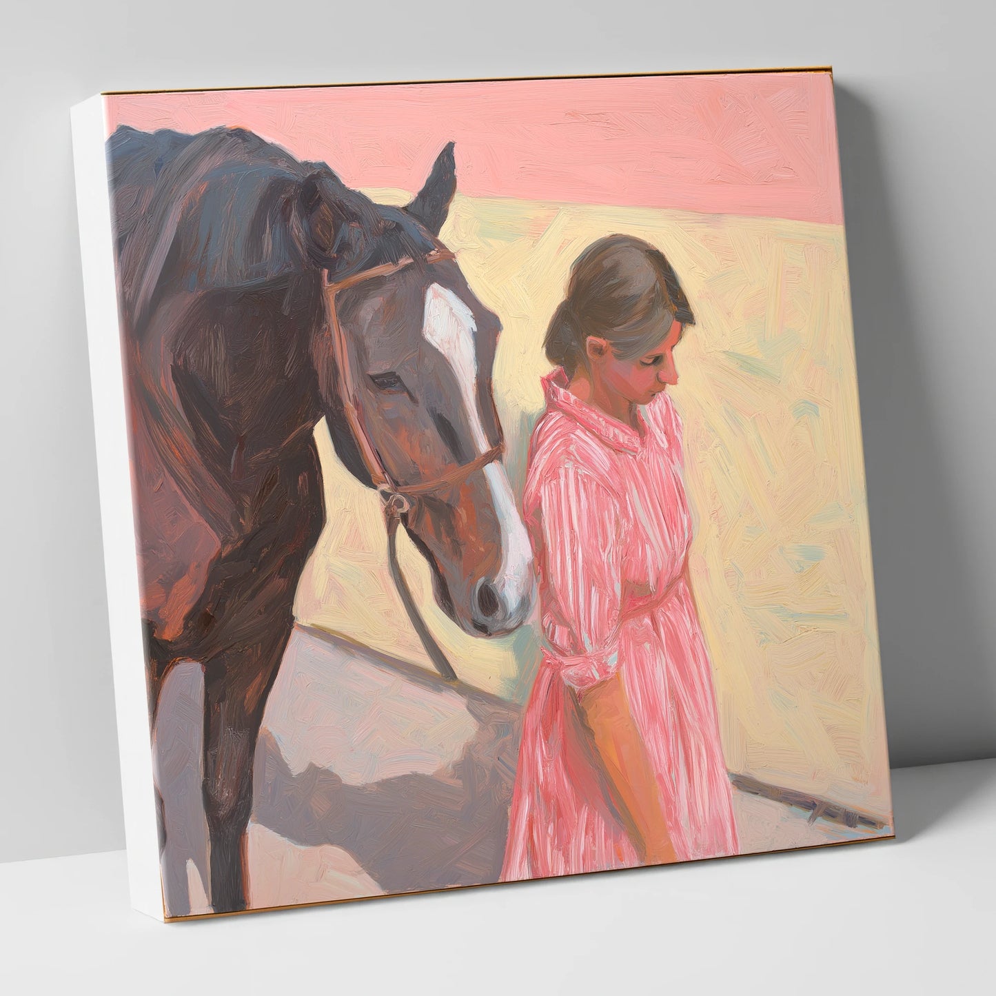 Walking in Step horse & rider canvas wall art