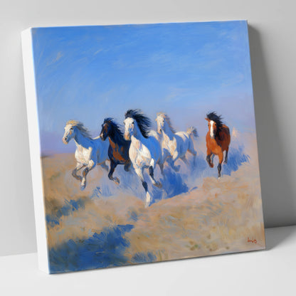 The Cerulean Gallop wild horses canvas wall art