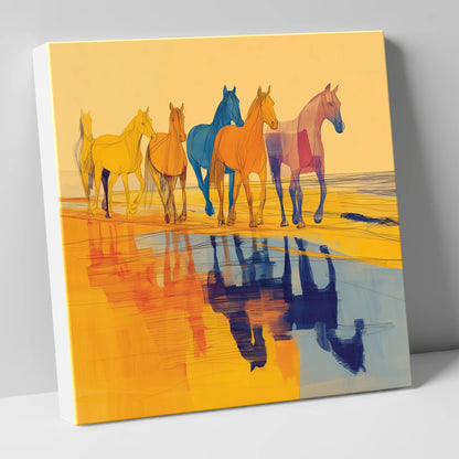 Vivid Equine Reflections horse landscape canvas wall art