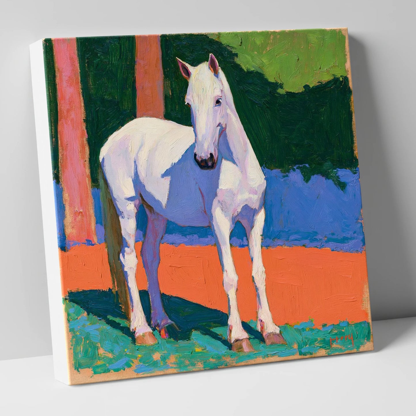 Vibrant Painted Grey Horse horse breed canvas wall art