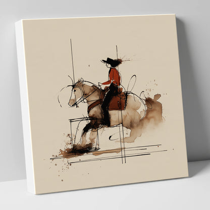 Crimson Western Rider western horse canvas wall art
