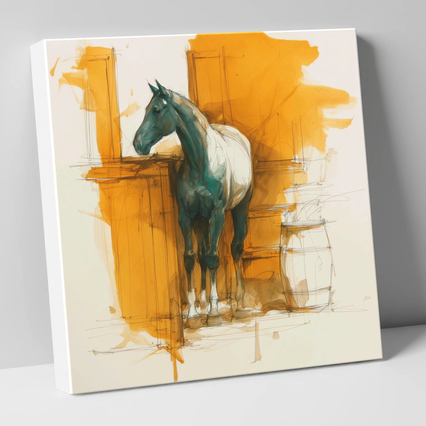 Amber Yard Silhouette horse stable canvas wall art