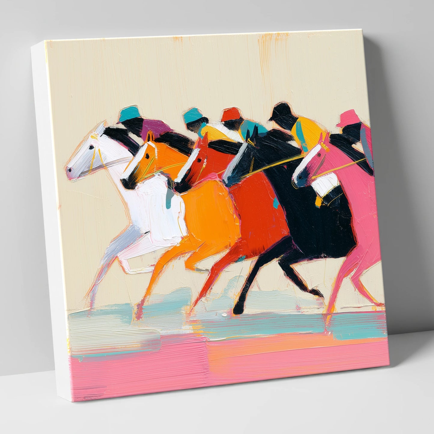 Vibrant Final Furlong racing horse canvas wall art