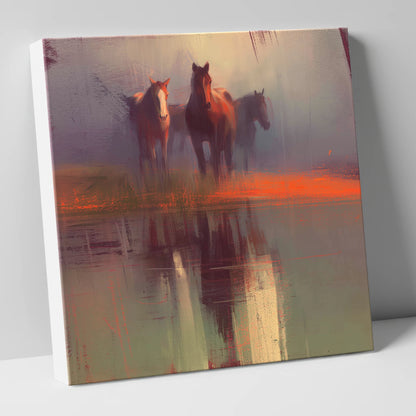 Ember Reflections wild horses canvas wall art