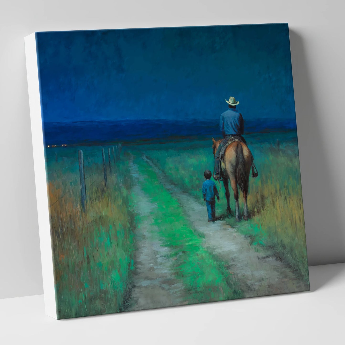Nightfall Companions horse & rider canvas wall art