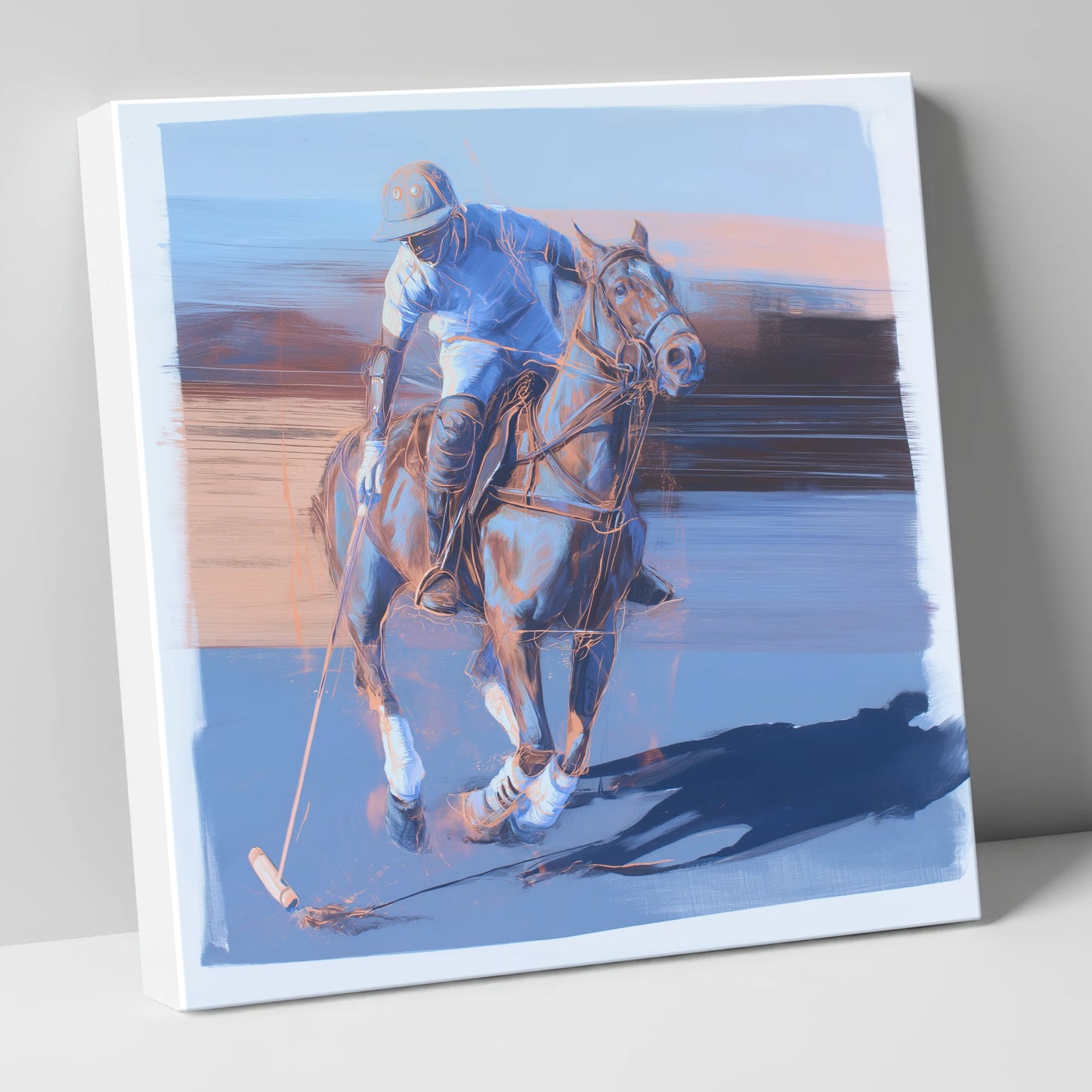 The Cobalt Chukka polo horse canvas wall art