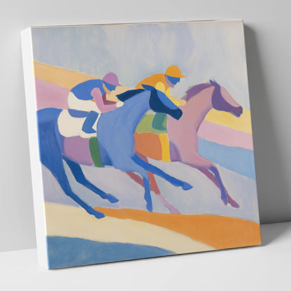 Modern Pastel Gallop racing horse canvas wall art