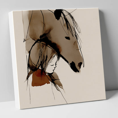 The Quiet Bond horse & rider canvas wall art