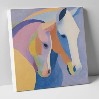 Pastel Equine Harmony mare & foal canvas wall art
