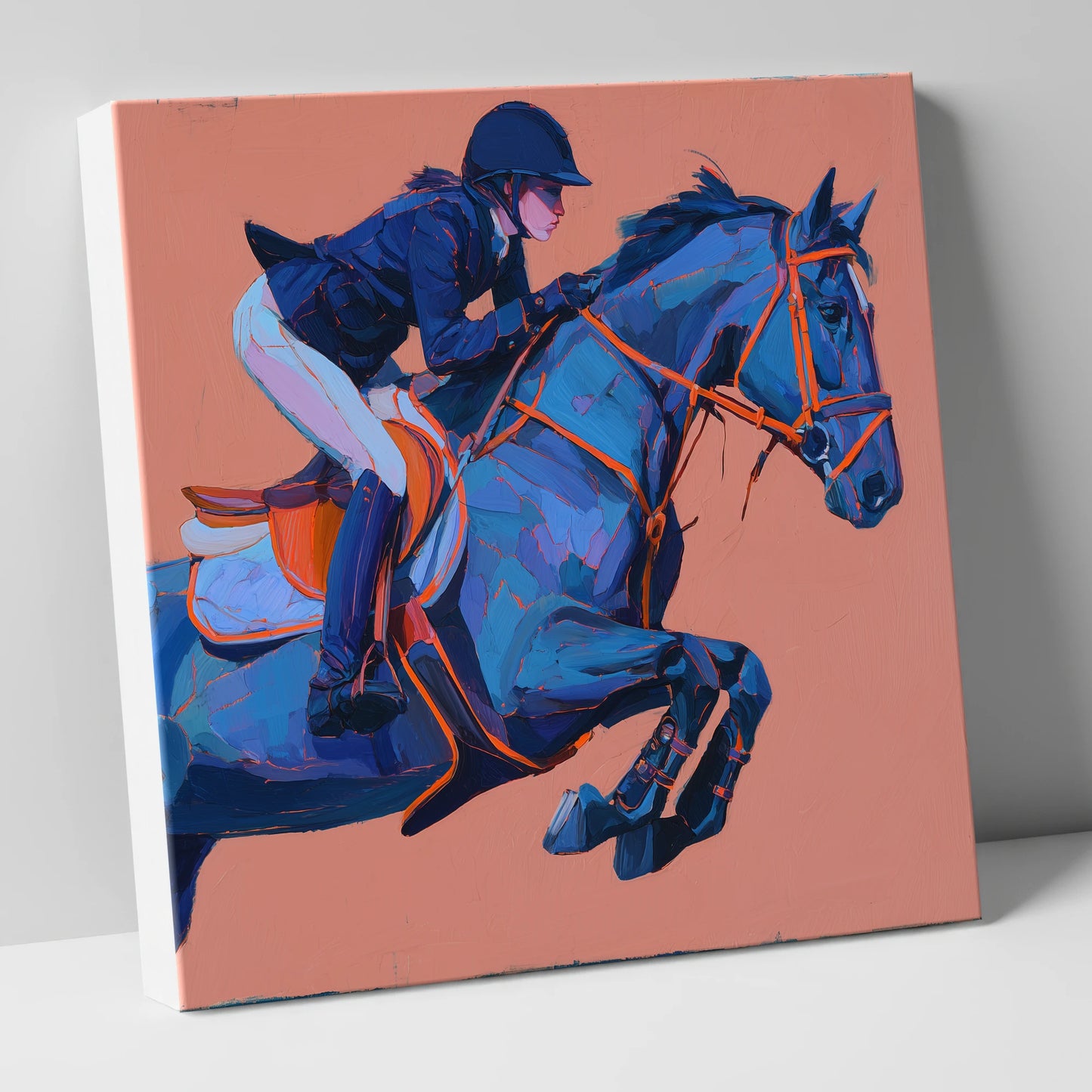 Indigo Leap show jumping horse canvas wall art