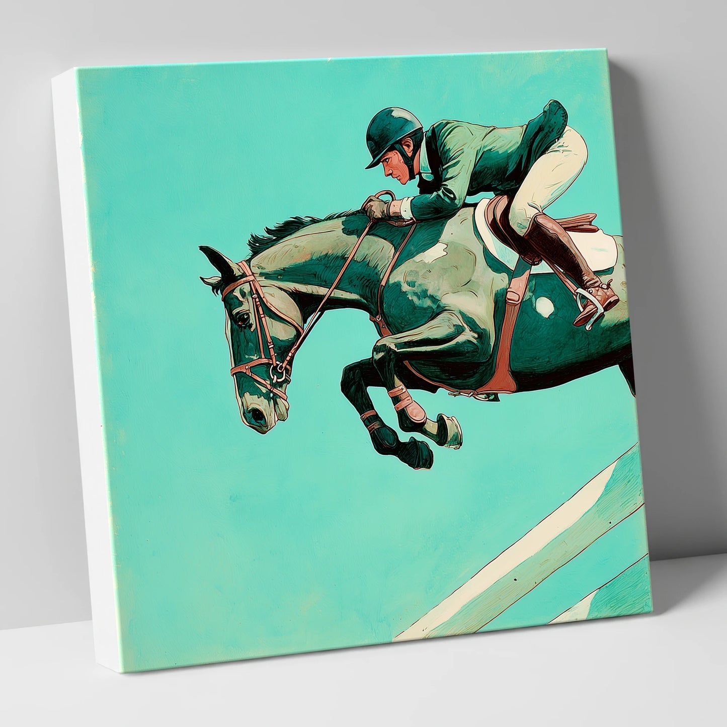 Mid-Air Mastery show jumping horse canvas wall art