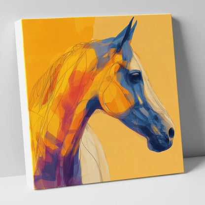 Cobalt and Amber Profile horse portrait canvas wall art