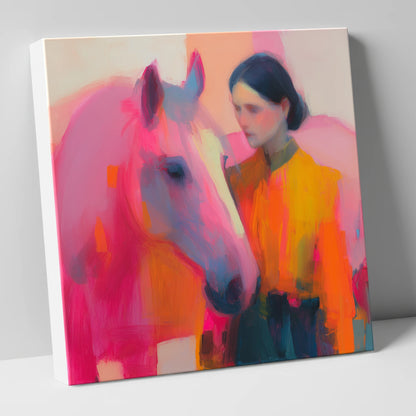 A Vivid Bond horse & rider canvas wall art