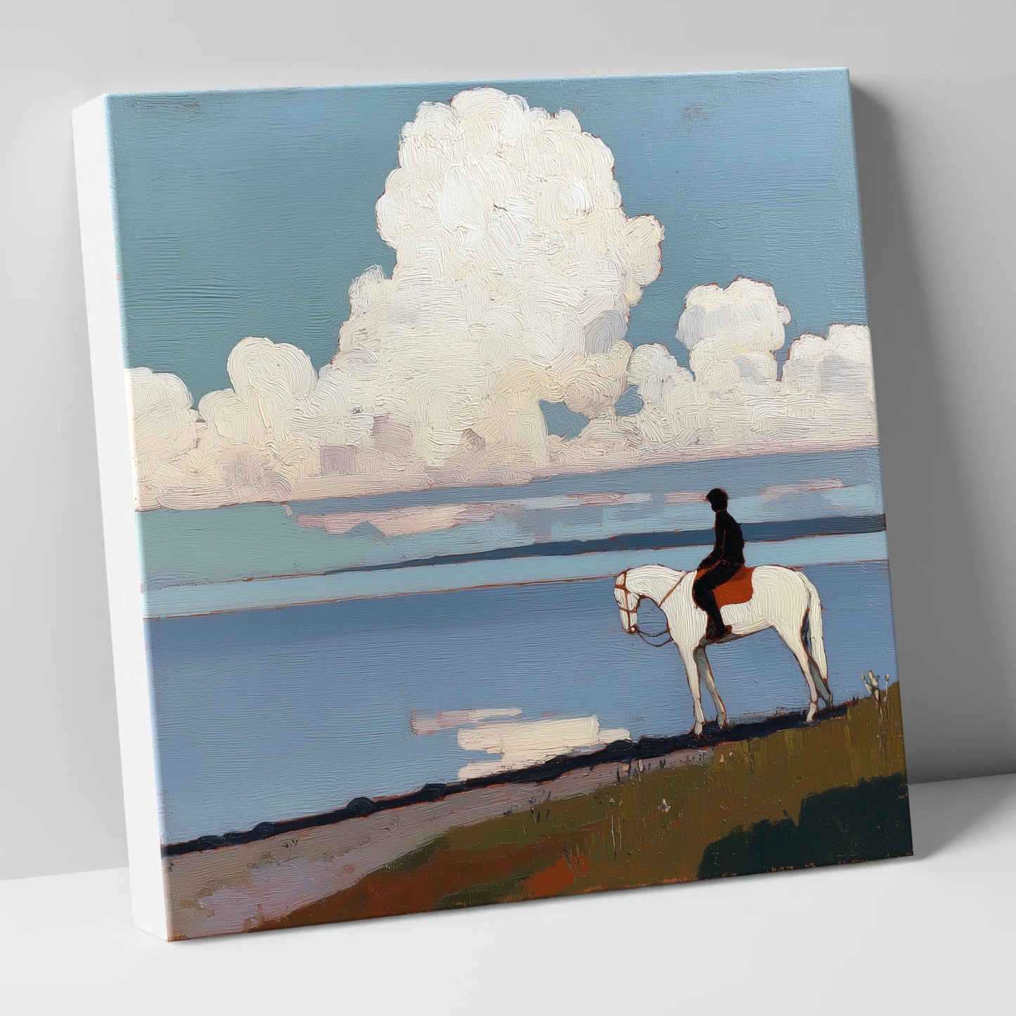 Coastal Contemplation beach horse canvas wall art