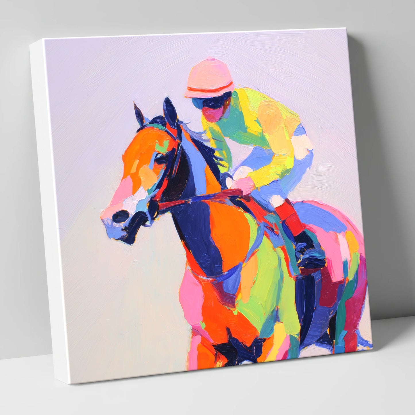 Technicolour Gallop racing horse canvas wall art
