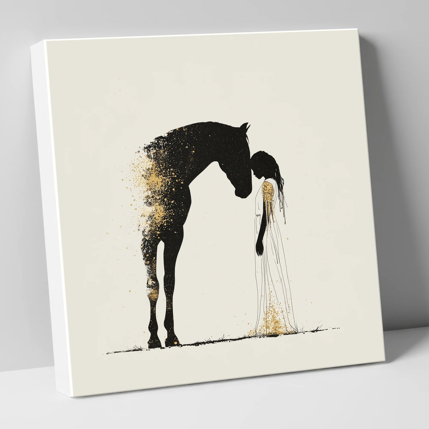 Golden Connection horse & rider canvas wall art