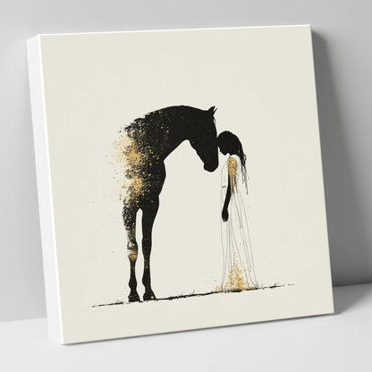 Golden Connection horse & rider canvas wall art
