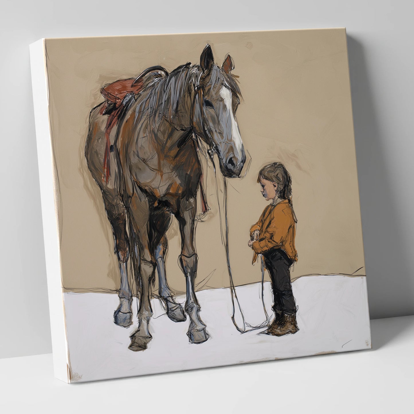Silent Understanding horse & rider canvas wall art