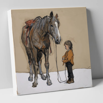 Silent Understanding horse & rider canvas wall art