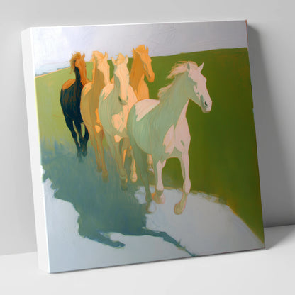 Ethereal Pastel Herd wild horses canvas wall art