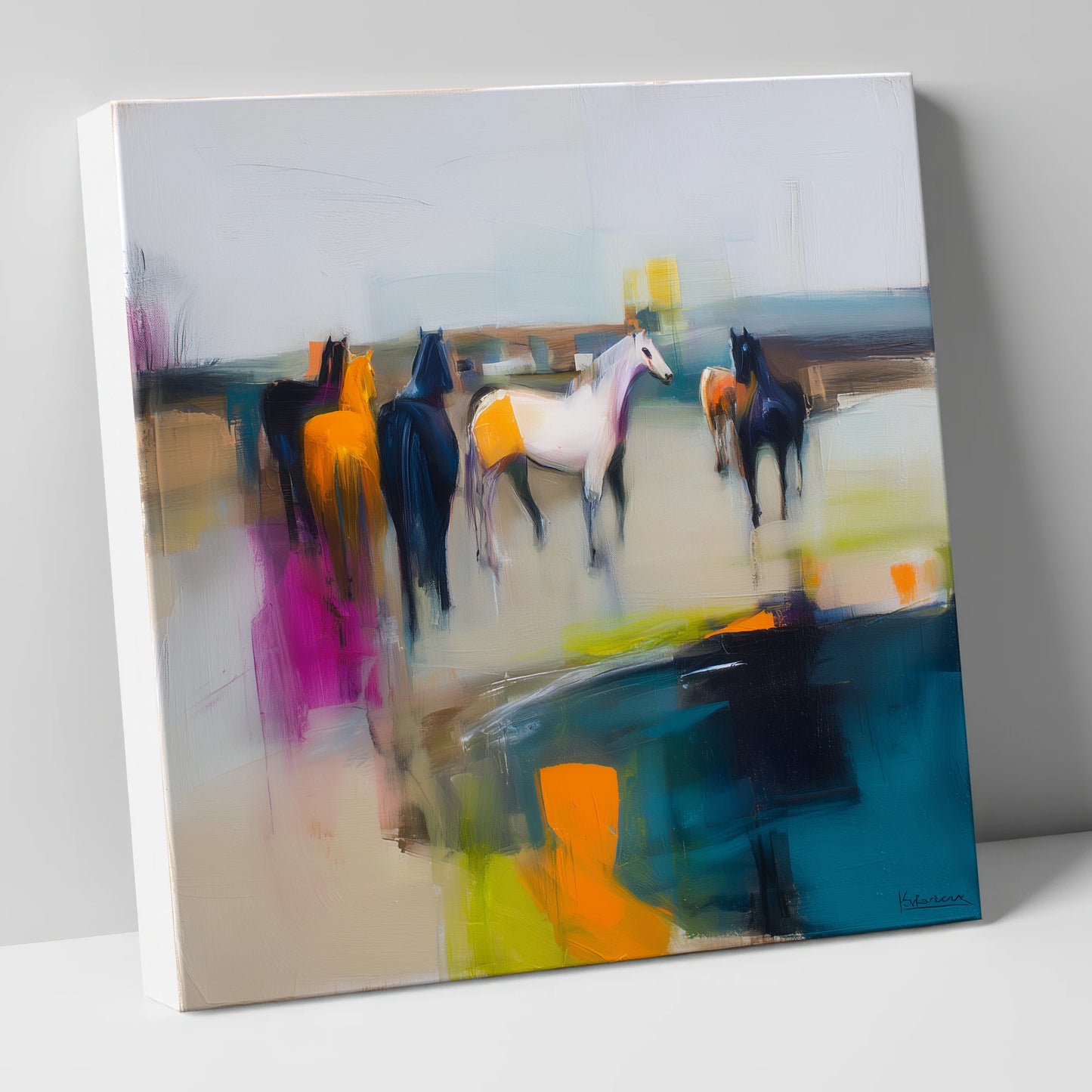 Vivid Horizon Herd horse landscape canvas wall art