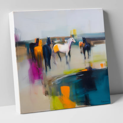 Vivid Horizon Herd horse landscape canvas wall art