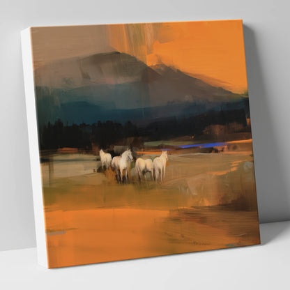 Amber Valley Greys wild horses canvas wall art