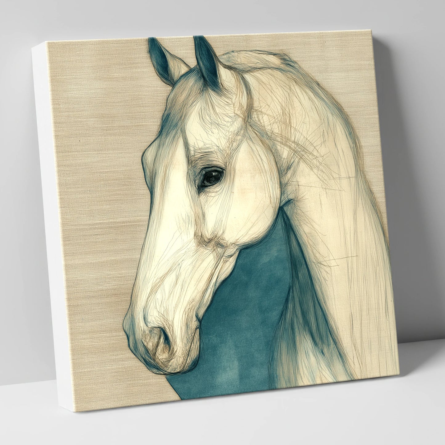 Serene Profile Sketch horse portrait canvas wall art