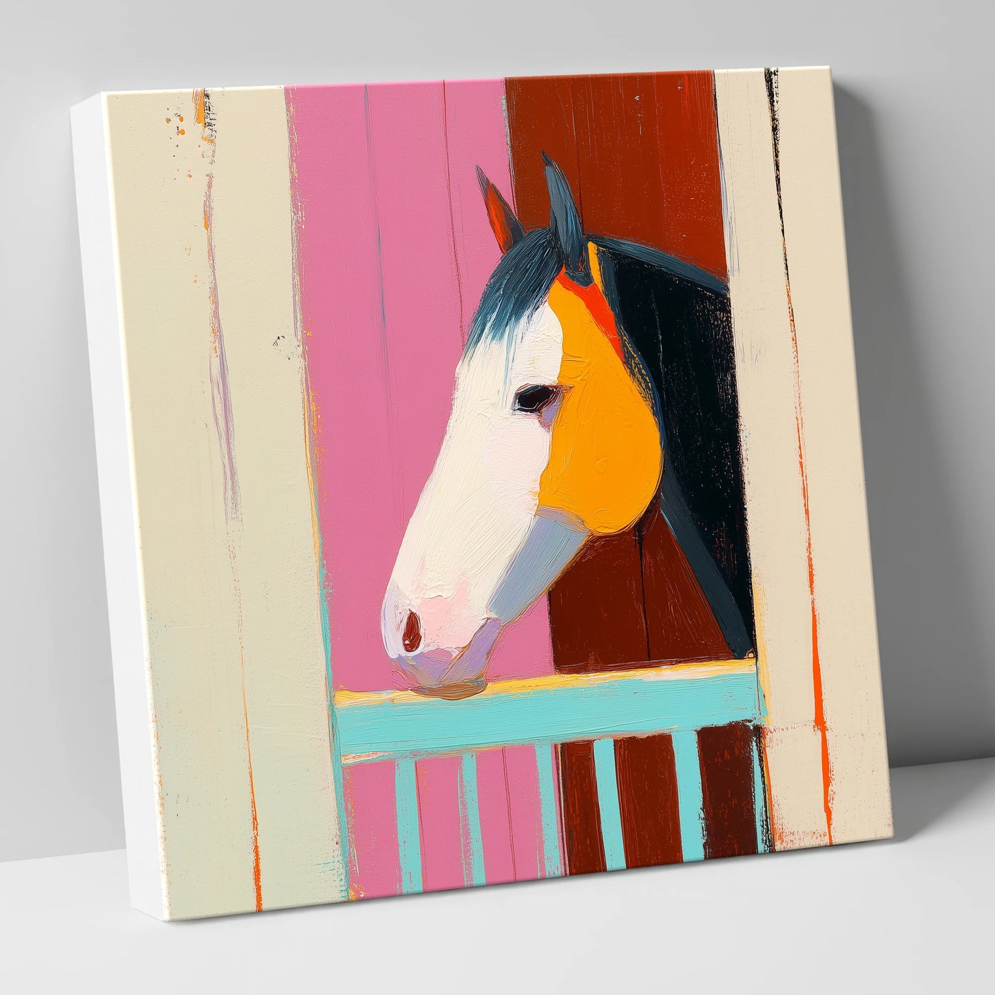 Over the Turquoise Door horse stable canvas wall art